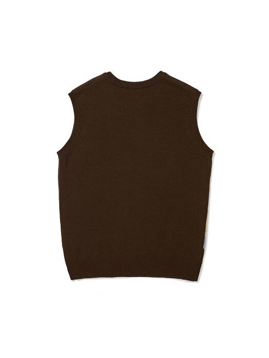 New Argyle Knit Vest (Brown)