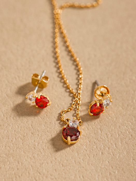 Riri Garnet Necklace & Earrings Set