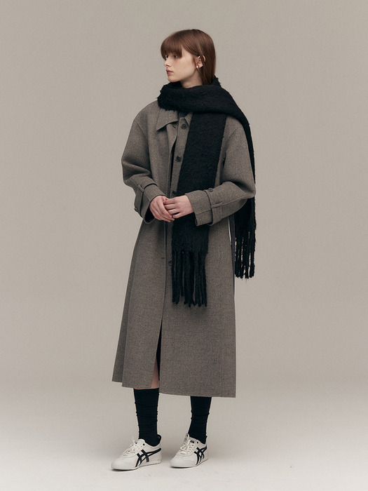 A-LINE HANDMADE LONG COAT (gray herringbone)