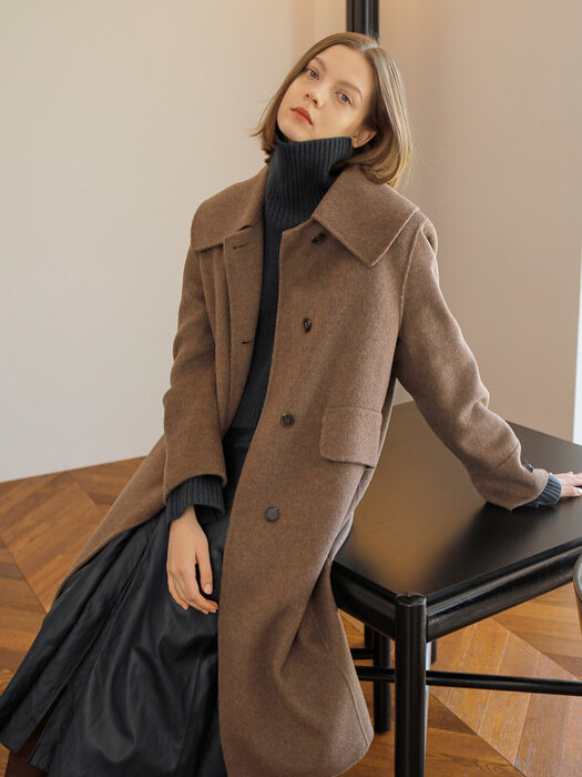 Wide-Collar Cashmere Handmade Coat NEW3XH632