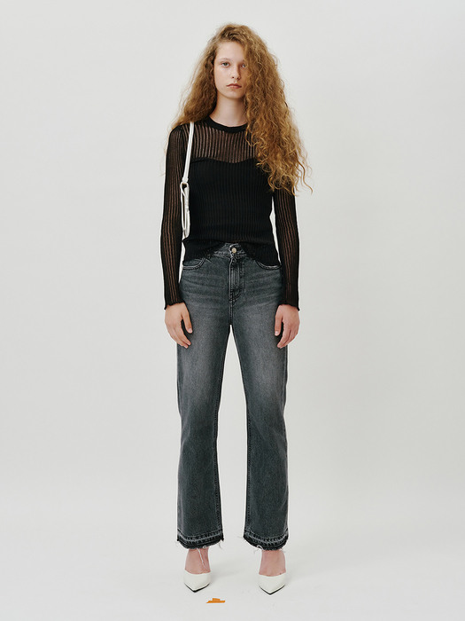 Siwa black semi wide jeans - SW006