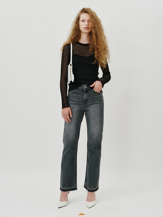 Siwa black semi wide jeans - SW006