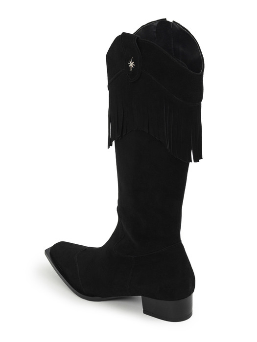 Suede fringe boots (black)