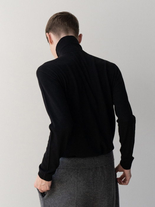 Light weight lambs wool wholegarment cardigan / pullover SET (Black)