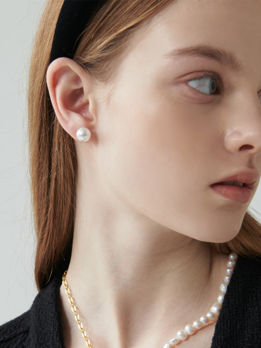 [Silver925] CR018 Classic bold pearl earrings