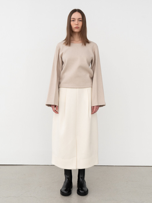 Wool Drape Skirt (CREME)