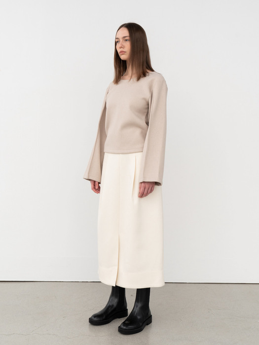 Wool Drape Skirt (CREME)