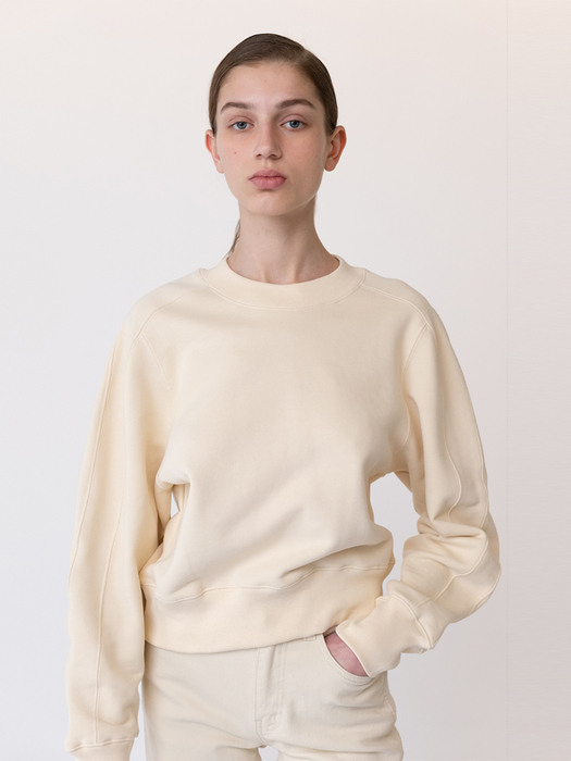 Volume sleeve cropped sweatshirt (lemon)