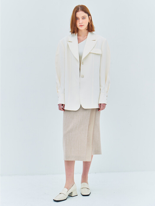 SINGLE SLEEVE VOLUME JACKET(sand ivory)