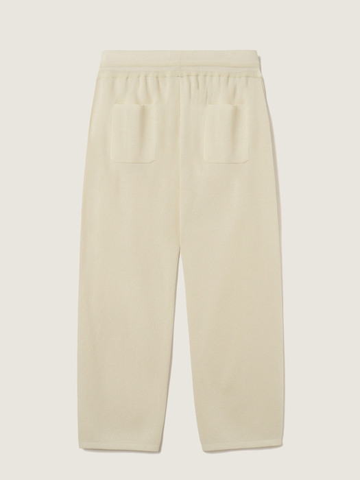 Milano rib oval fit cropped pants_Ivory