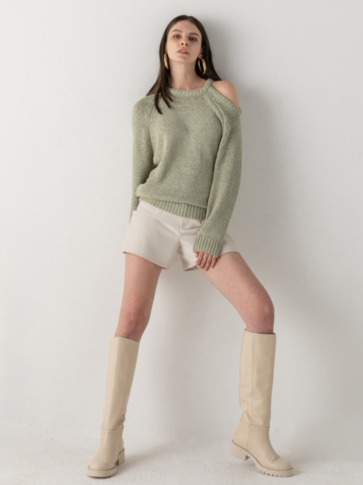 Loose fit Cut-out knitwear in mint