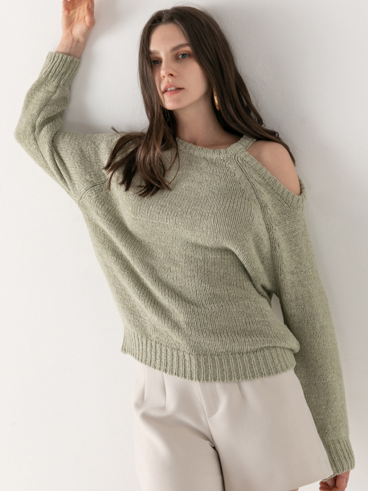 Loose fit Cut-out knitwear in mint