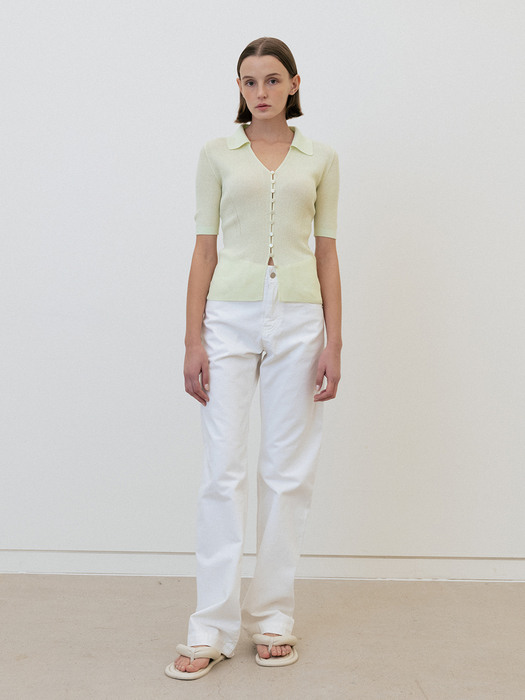 straight-fit white pants (white)