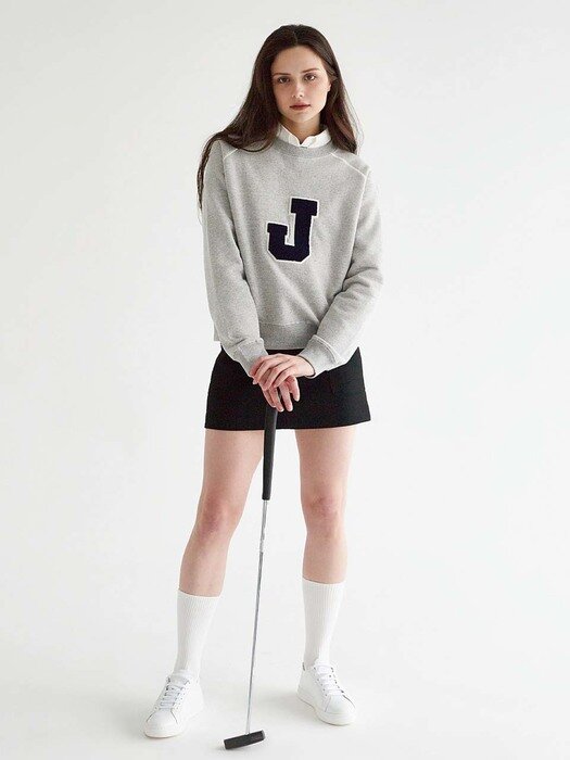 J Initial sweatshirts_Women (Melange Grey)