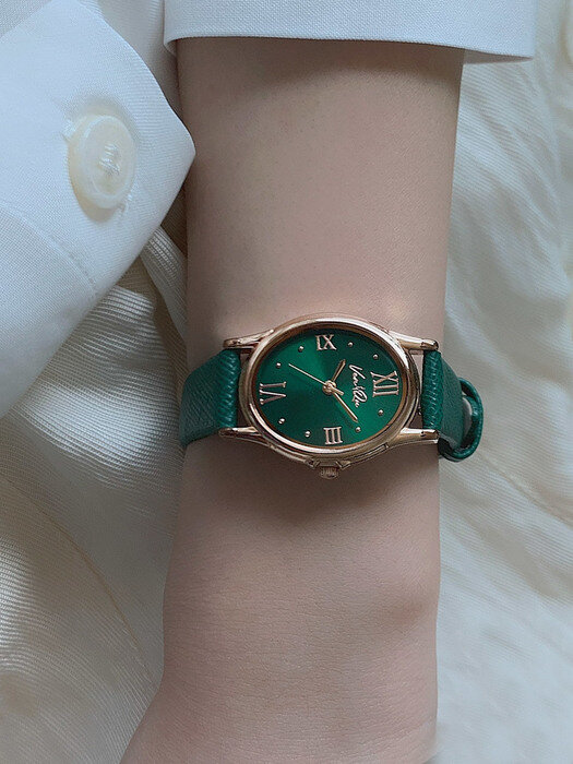 Gem-Rosegold/Emerald (Green Saffiano leather)