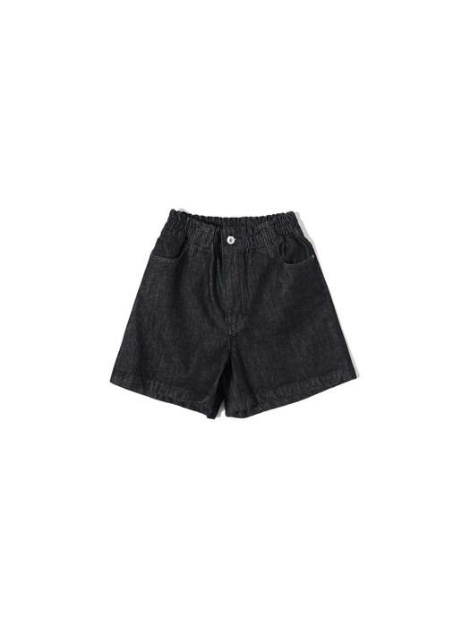 P3111 Kitsch denim shorts_Black