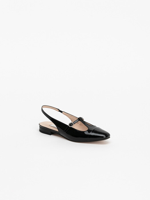 Lyard Maryjane Slingback Flat shoes in Black Patent