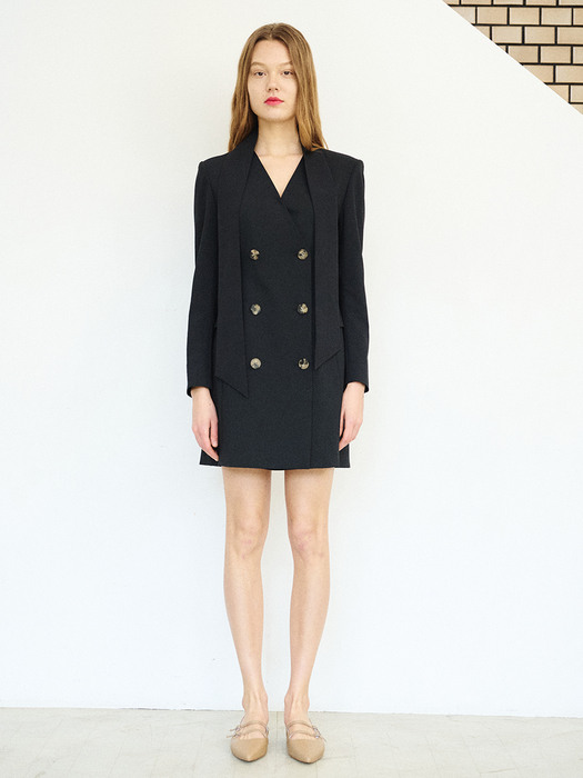 Scarf Jacket Dress - Black