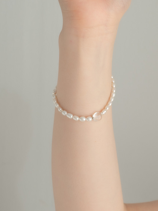 labradorite silver pearl Quartz bracelet