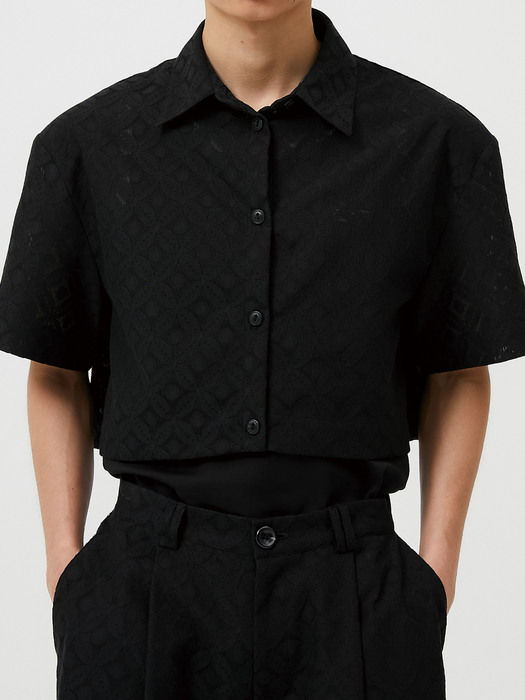 lace crop shirt (black)