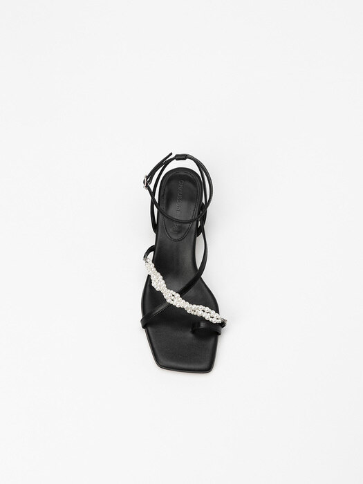 Eloise Pearl Strappy Sandals in Regular Black