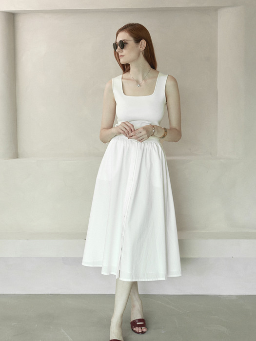 Mari Dramatic Flared Skirt White
