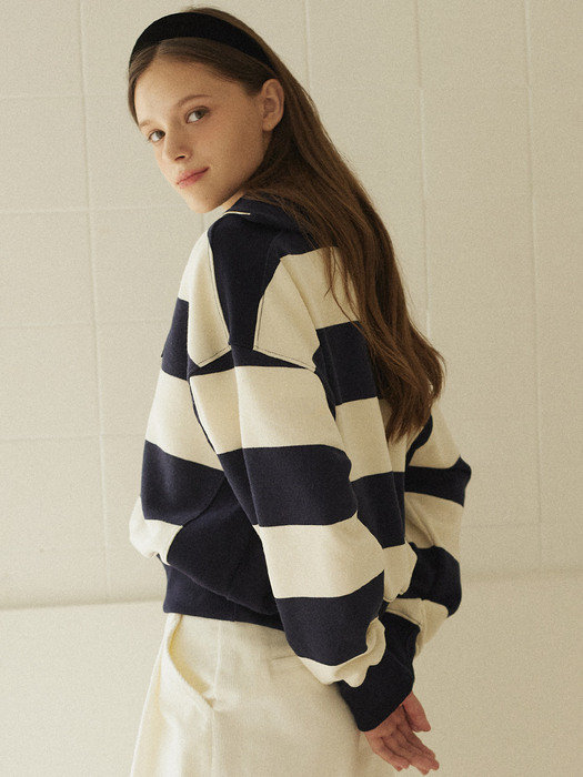 Royal Emblem Stripe Sweatshirt - Navy