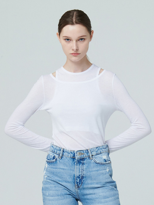 Layered Cut Out T-Shirt - White