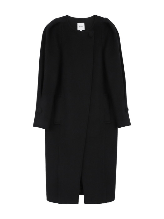 One Button Puff Sleeves Coat Black WBBFCT009BK