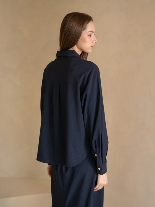 WED Cozy scarf collar two-piece_navy