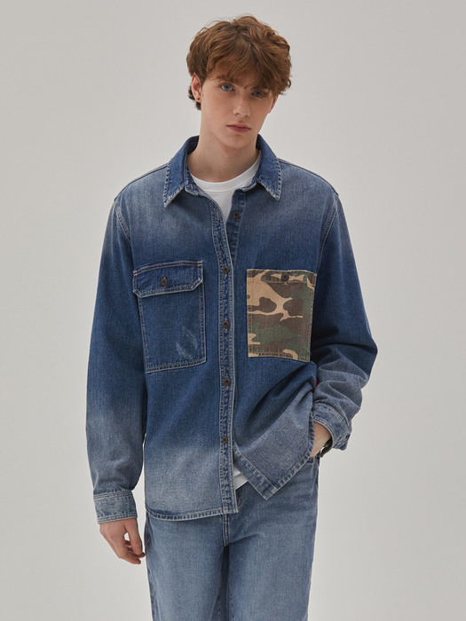 DENIM CAMOUFLAGE POCKET SHIRTS INDIGO