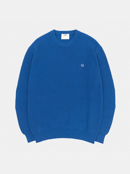COTTON CURVED SLEEVE PULLOVER_BLUE