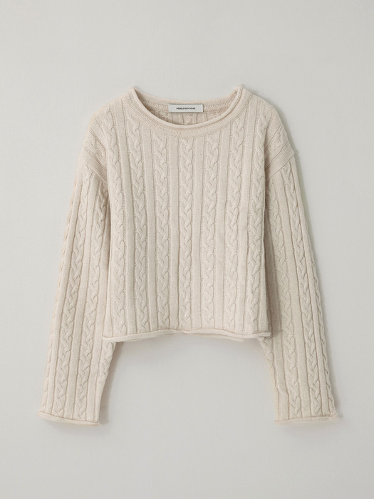 WOOL CABLE CROP KNIT (3COL)