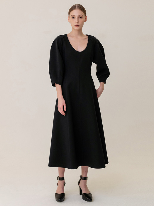 Greta Flared Dress Black