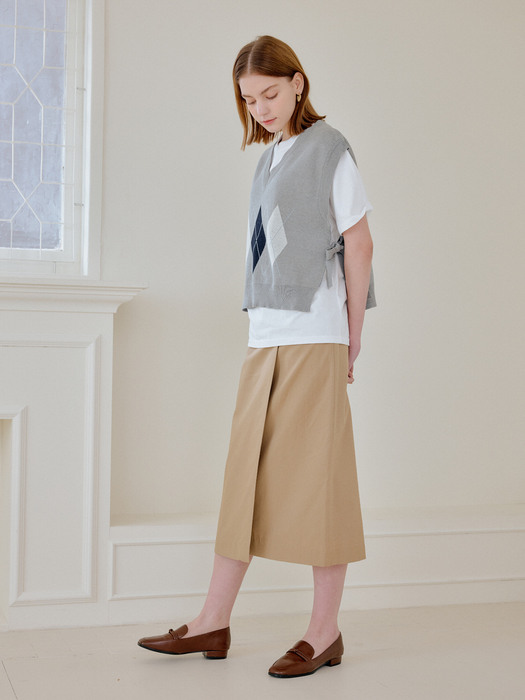 COTTON WRAP SKIRT_BEIGE