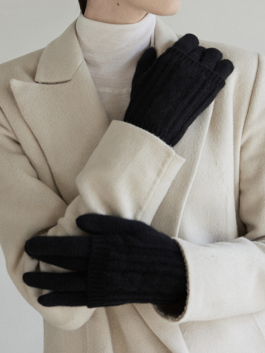 Cashmere Layered Gloves Black
