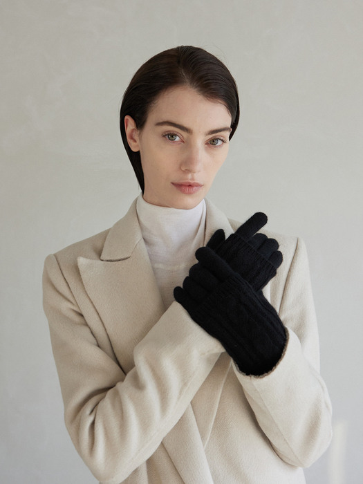 Cashmere Layered Gloves Black