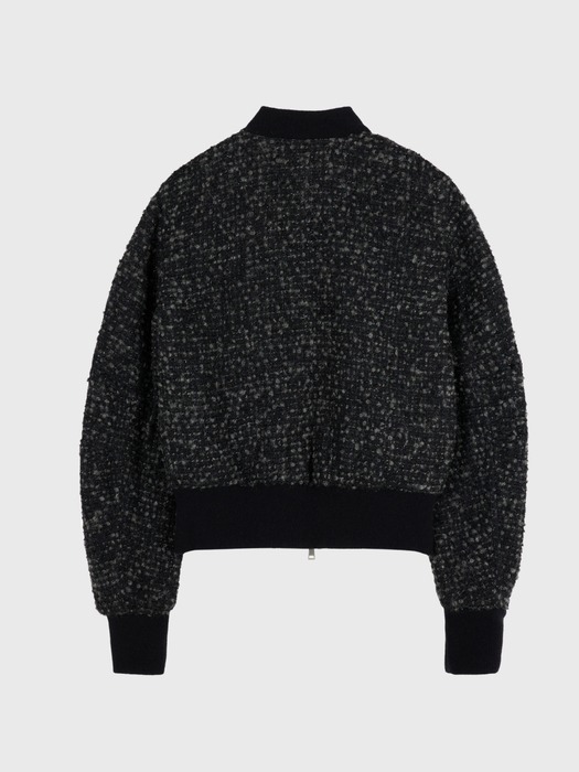 metallic tweed jumper - black