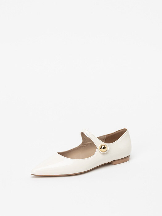 Loire Maryjane Flat Shoes in Milky White Patent