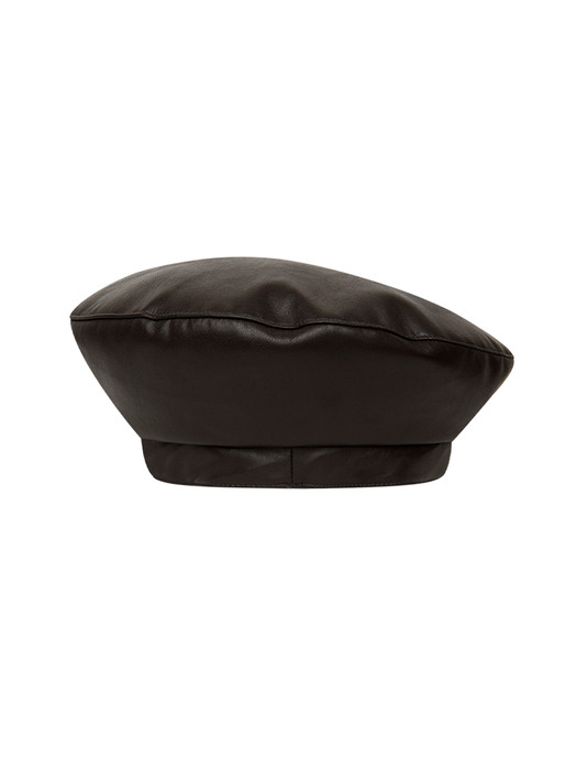 METALLIC MG LOGO LEATHER BERET brown