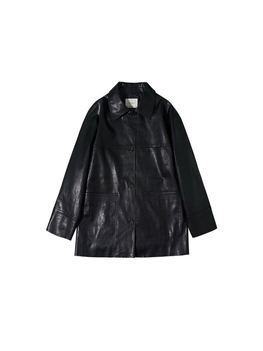 SIOT4069 fake leather oversized half JK_Black