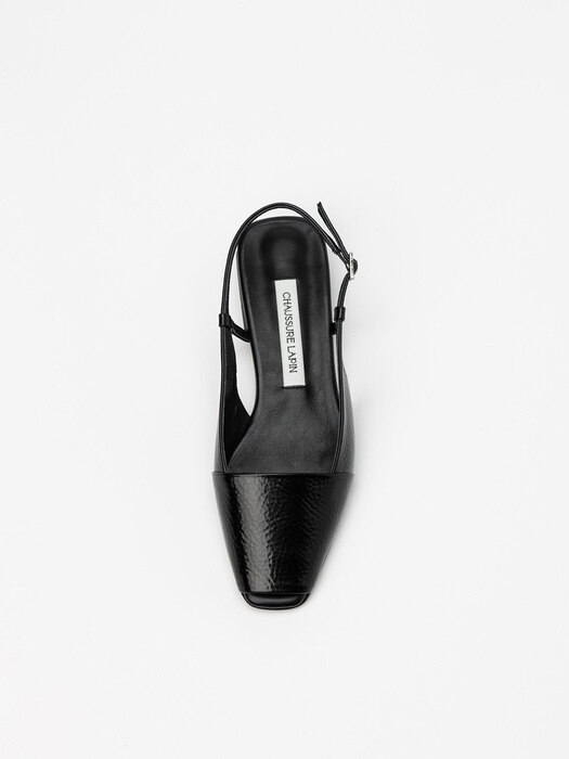 Hardtack Slingback Flat Shoes in Wrinkled Black Box