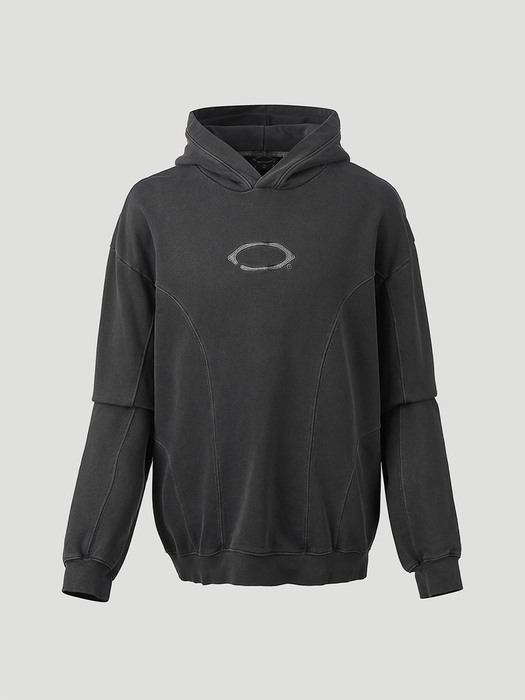 Round incision pigment hoodie (Charcoal)