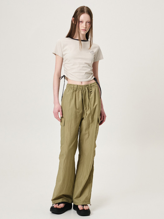 Eyelet Pocket 2-Way Cargo Pants, Khaki