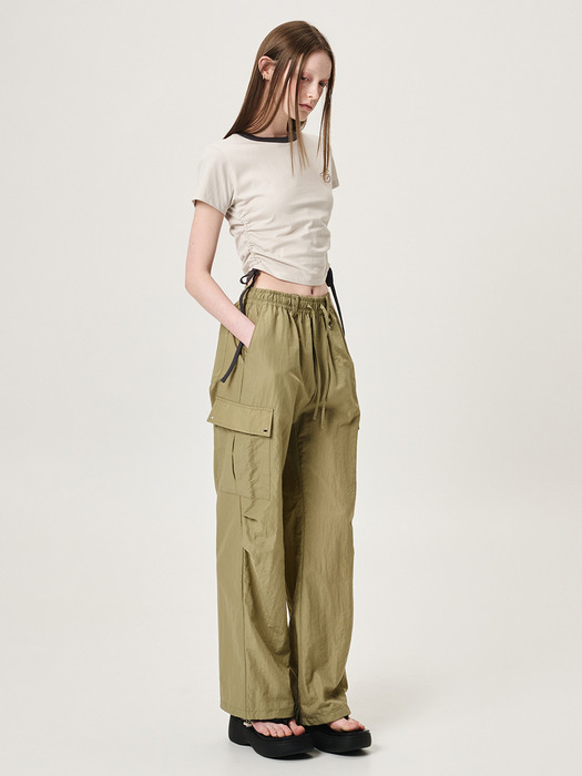 Eyelet Pocket 2-Way Cargo Pants, Khaki