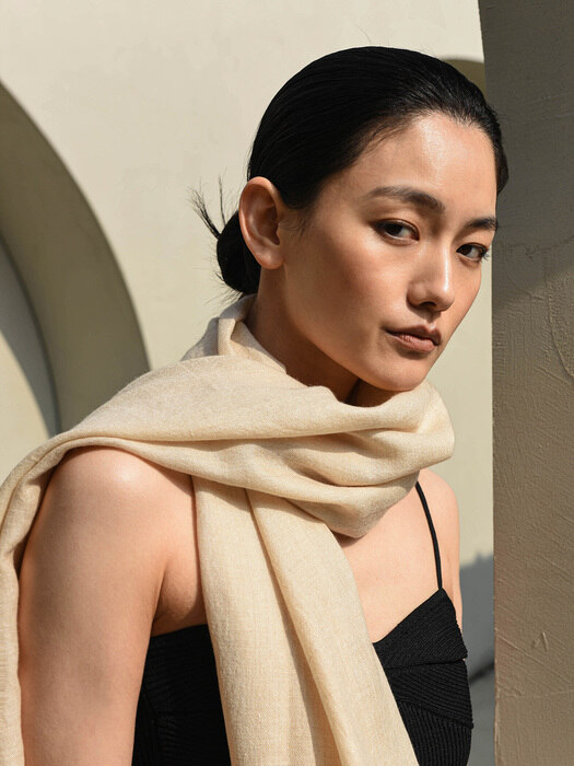 Cashmere pashmina muffler_Cream beige