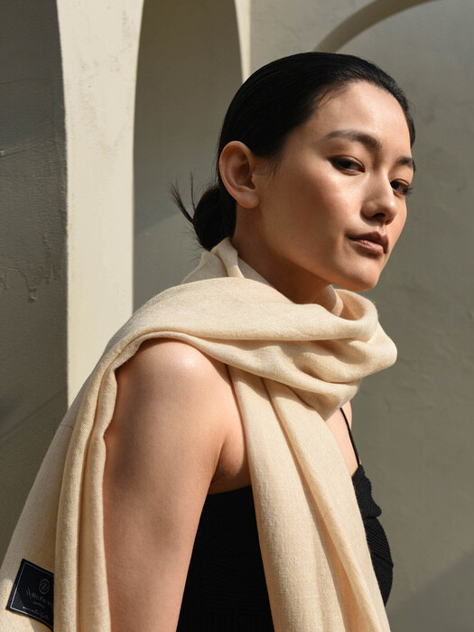 Cashmere pashmina muffler_Cream beige