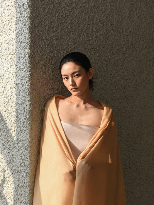 Cashmere pashmina muffler_Peach ivory