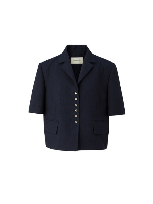 Gold button half-sleeve jacket - Navy