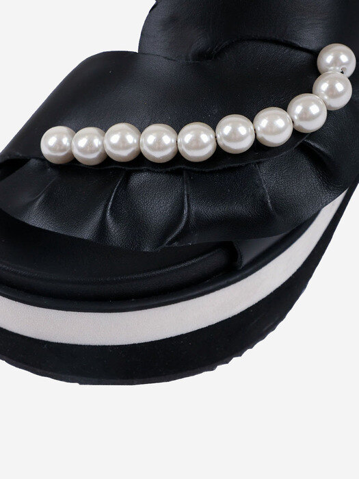 Fairy Ruffle  Platform Sandal _ Black Pearl